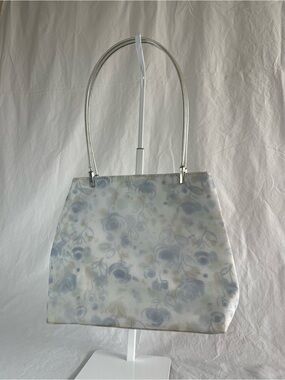 Vintage White & Blue Floral Mesh Shoulder Bag